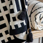 Merton Knitted Tassel Throw Black
