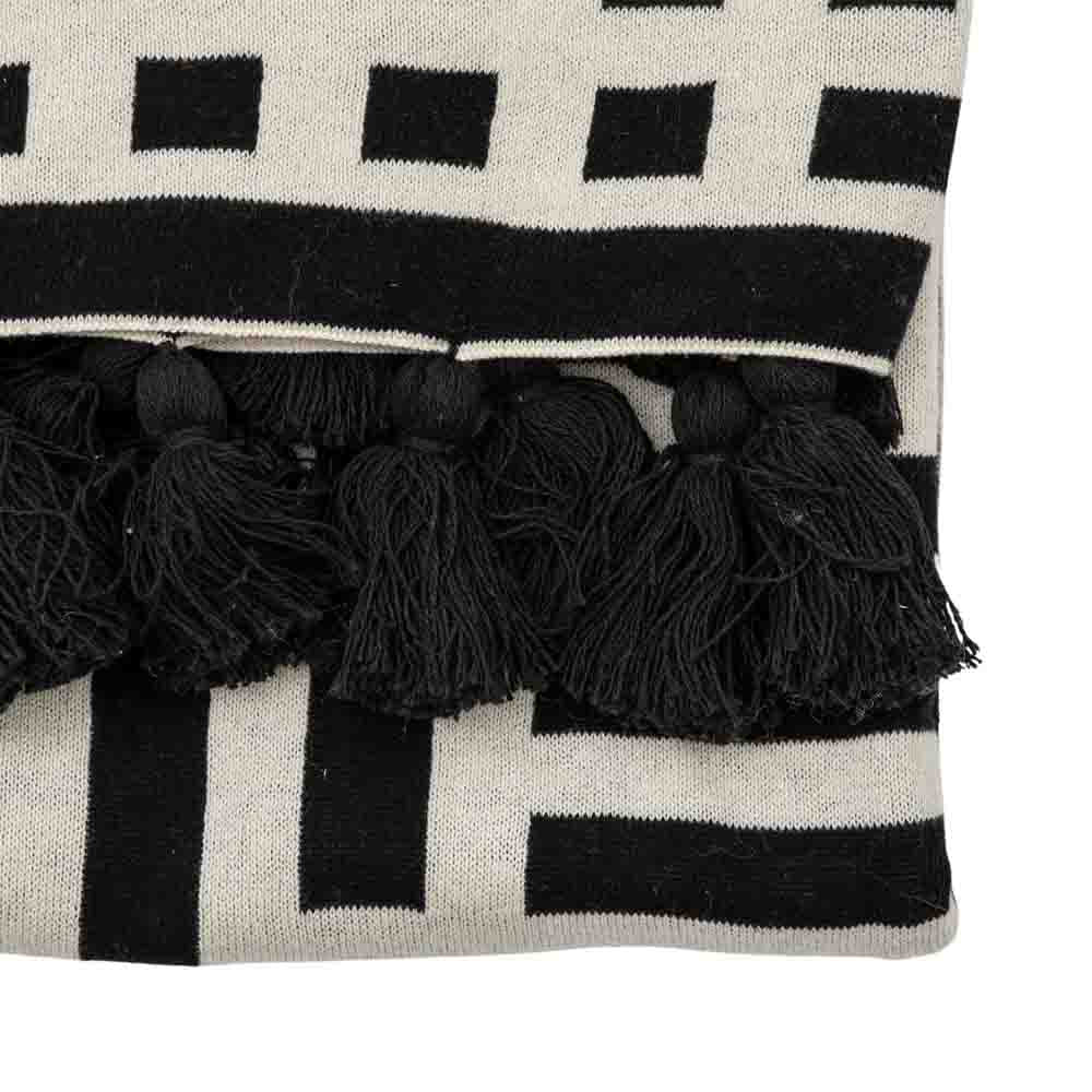 Merton Knitted Tassel Throw Black