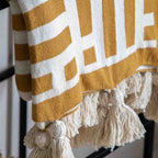 Merton Knitted Tassel Throw Ochre