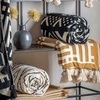 Merton Knitted Tassel Throw Ochre