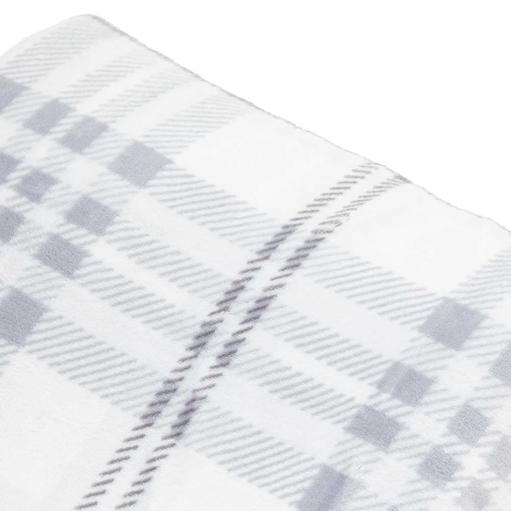 Tartan Sherpa Throw Grey