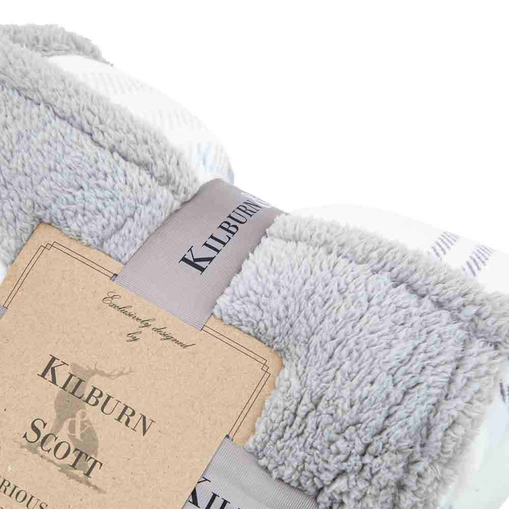 Tartan Sherpa Throw Grey