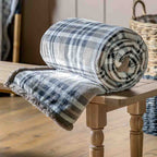 Tartan Sherpa Throw Natural