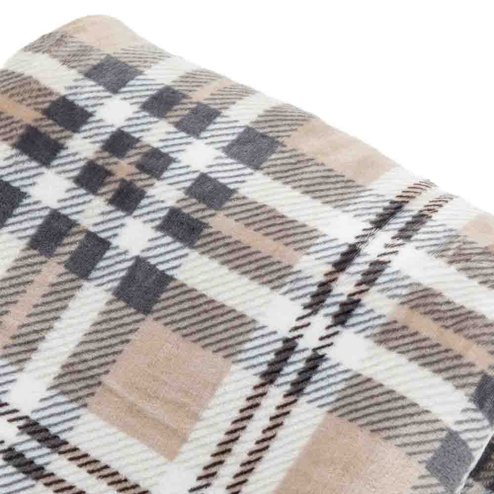 Tartan Sherpa Throw Natural