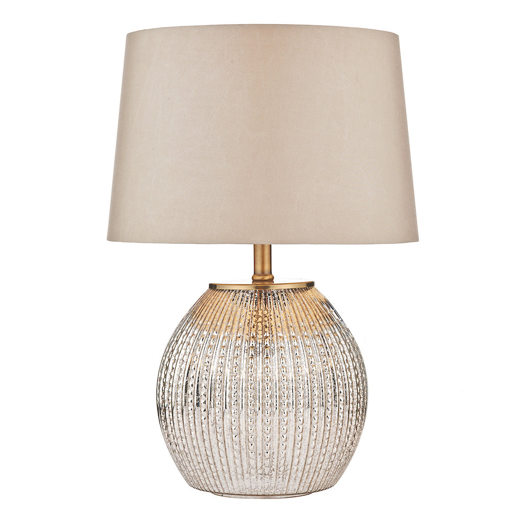 Sonia Dual Light Table Lamp Antique Brass & Silver Glass With Shade <br>Silver Glass