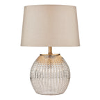 Sonia Dual Light Table Lamp Antique Brass & Silver Glass With Shade <br>Silver Glass