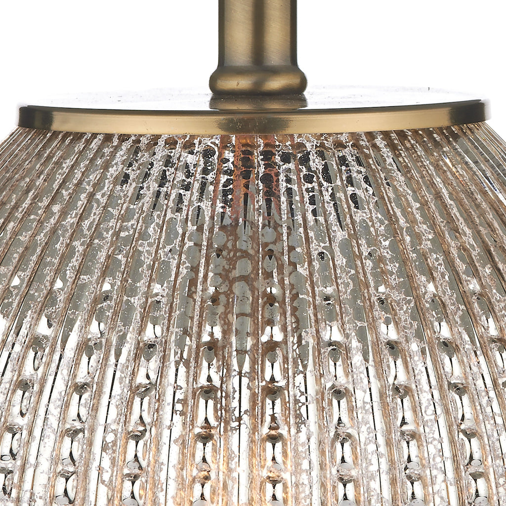 Sonia Dual Light Table Lamp Antique Brass & Silver Glass With Shade <br>Silver Glass