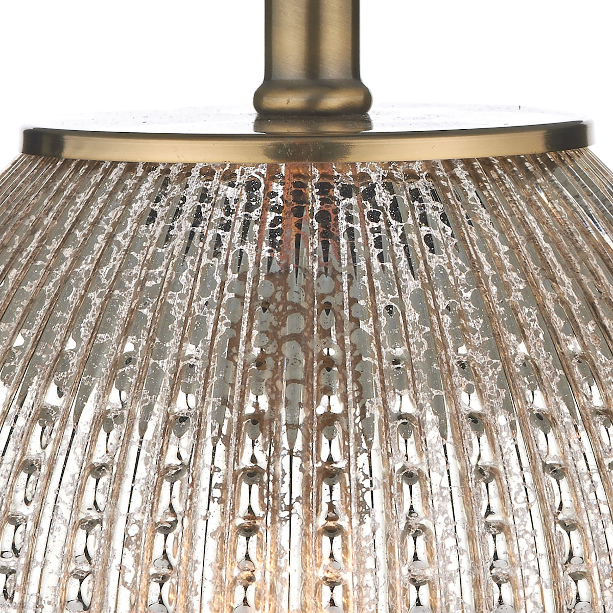 Sonia Dual Light Table Lamp Antique Brass & Silver Glass With Shade <br>Silver Glass