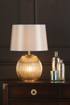 Sonia Dual Light Table Lamp Antique Brass & Silver Glass With Shade <br>Silver Glass