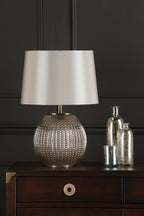 Sonia Dual Light Table Lamp Antique Brass & Silver Glass With Shade <br>Silver Glass