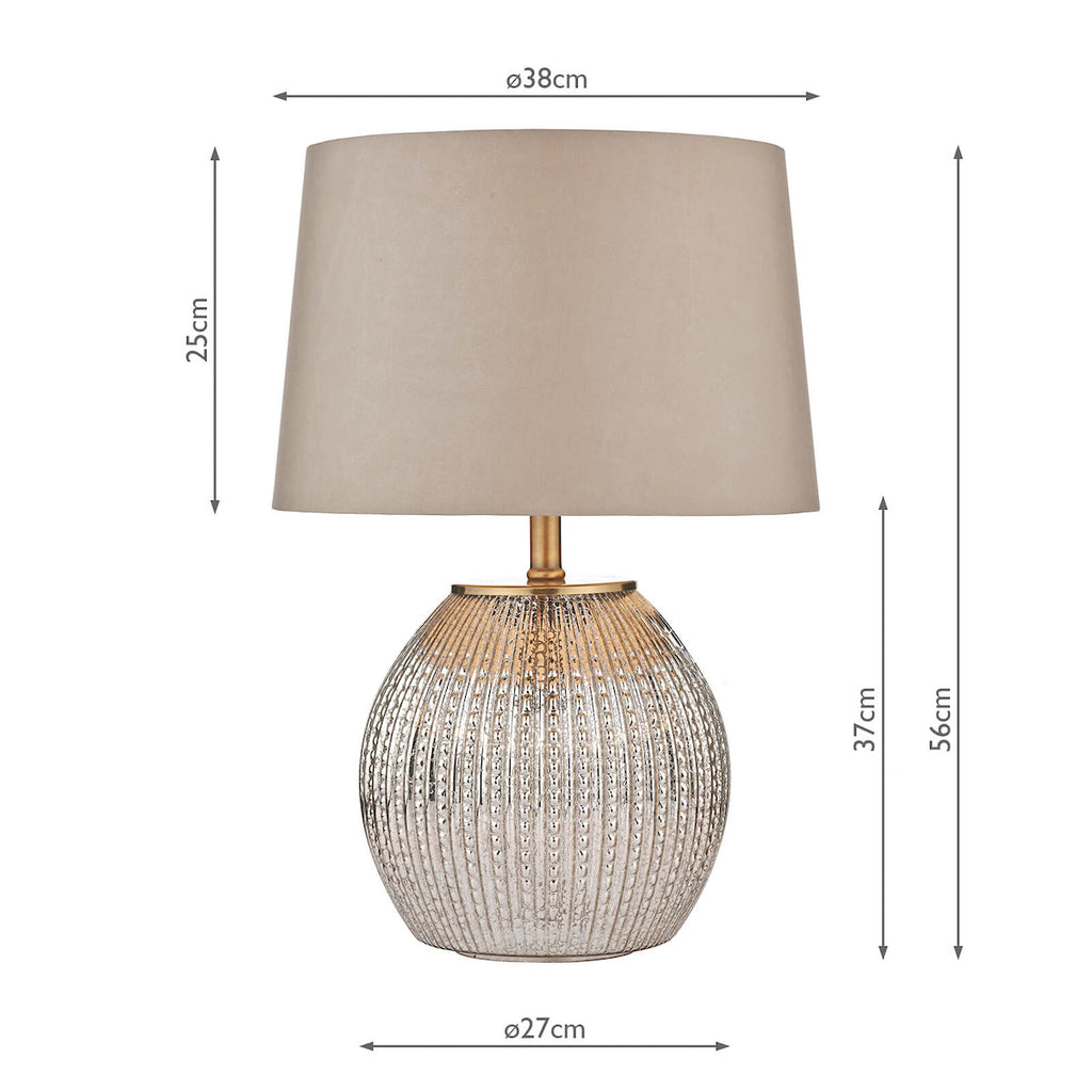 Sonia Dual Light Table Lamp Antique Brass & Silver Glass With Shade <br>Silver Glass