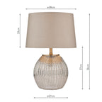 Sonia Dual Light Table Lamp Antique Brass & Silver Glass With Shade <br>Silver Glass