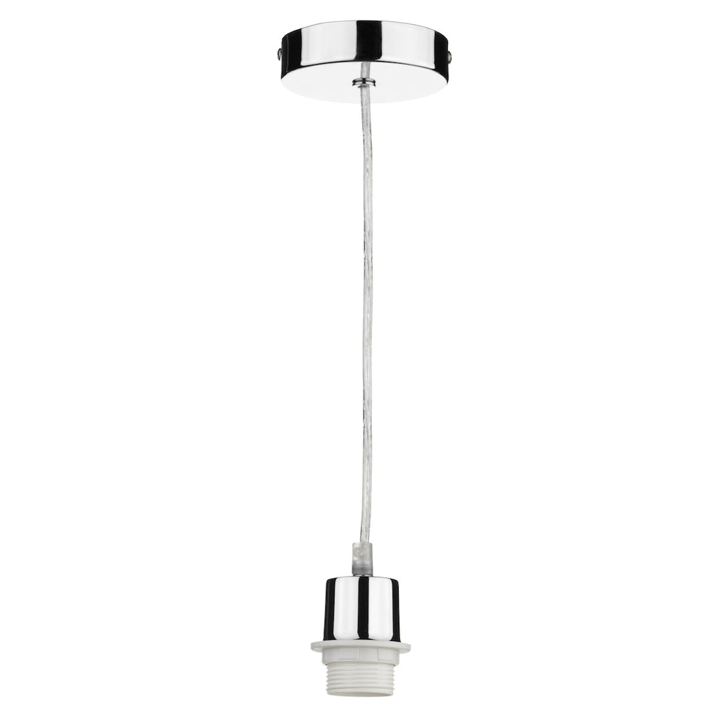 1 Light Polished Chrome E27 Suspension With Clear Cable<br>Polished Chrome
