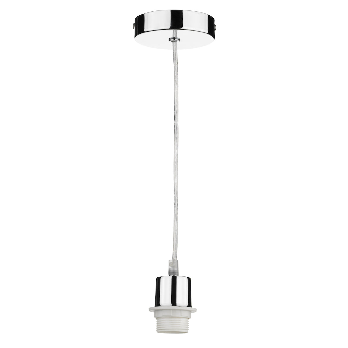 1 Light Polished Chrome E27 Suspension With Clear Cable<br>Polished Chrome