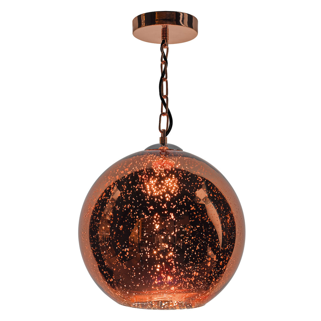 Speckle 1 Light Electro Plated Pendant Copper Finish<br>Copper Glass