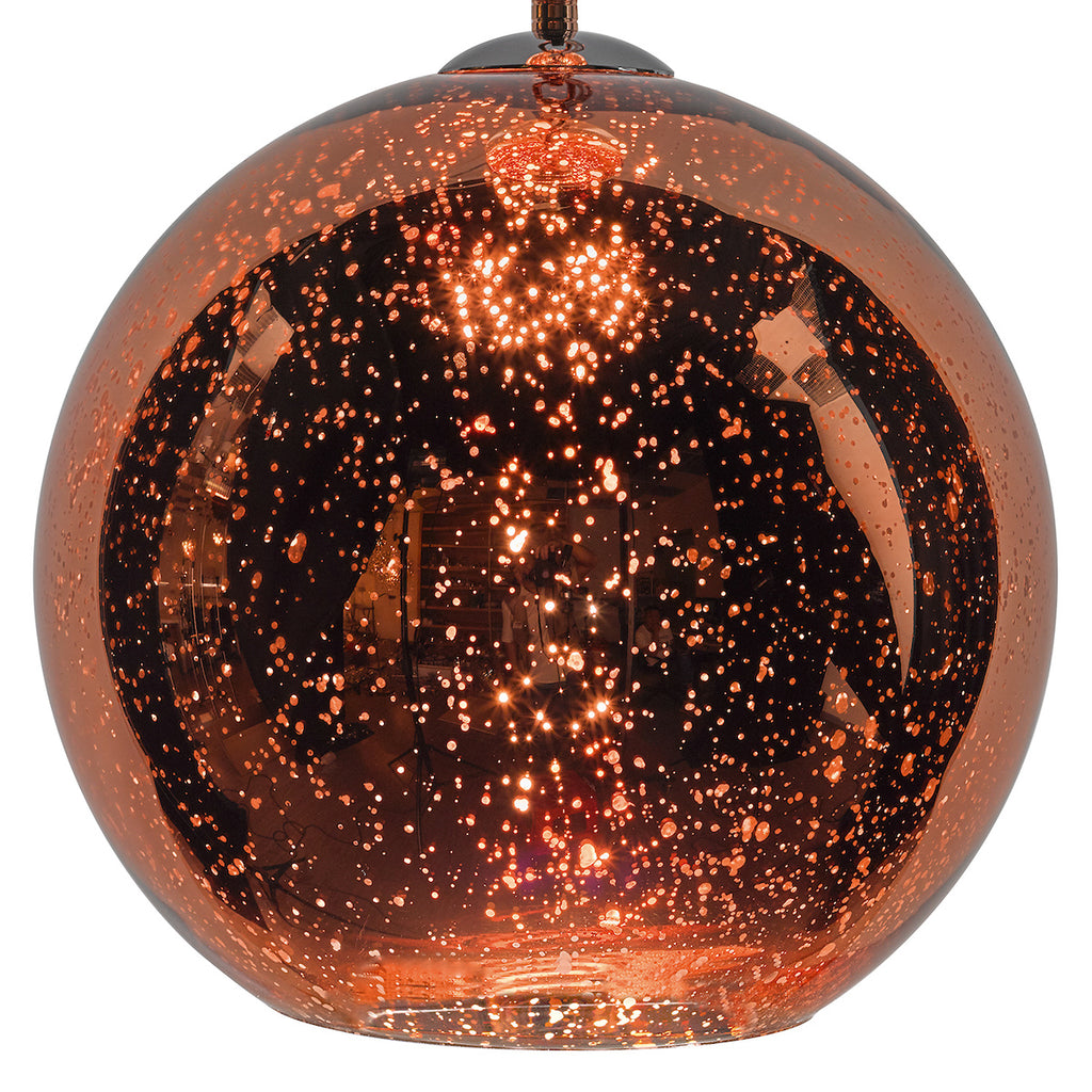 Speckle 1 Light Electro Plated Pendant Copper Finish<br>Copper Glass