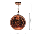 Speckle 1 Light Electro Plated Pendant Copper Finish<br>Copper Glass