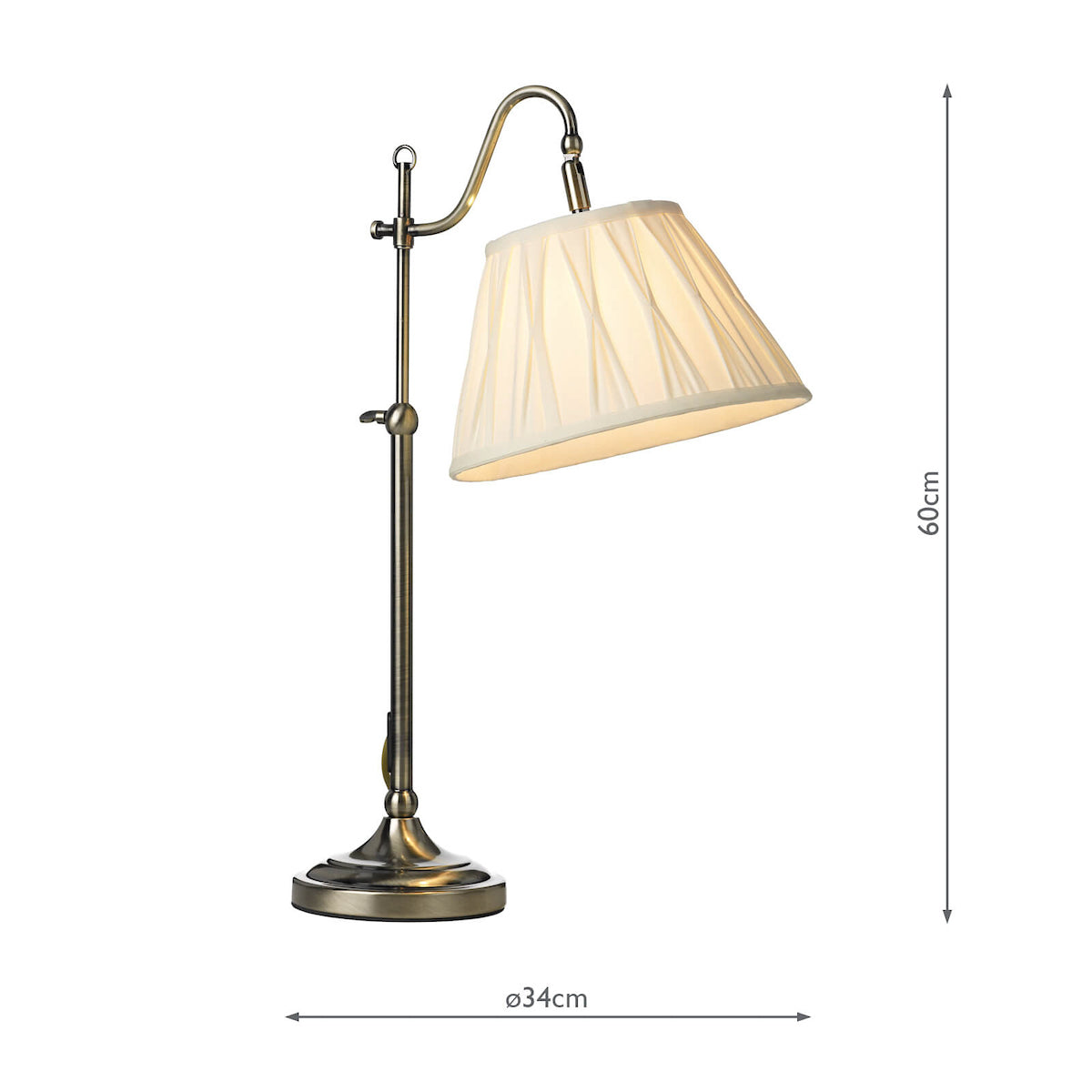 Suffolk Rise & Fall Table Lamp Antique Brass With Shade <br>Antique Brass