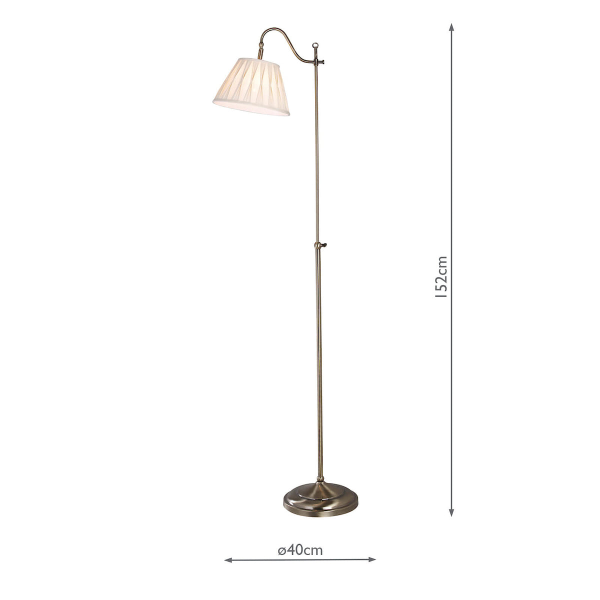 Suffolk Rise & Fall Floor Lamp Antique Brass With Shade <br>Antique Brass