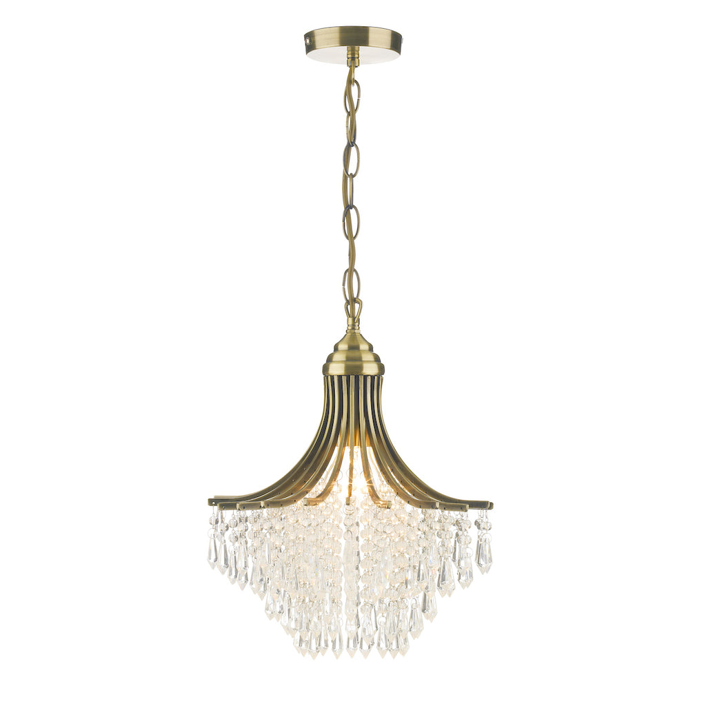 Suri 1 Light Pendant Antique Brass Faceted Glass<br>Antique Brass