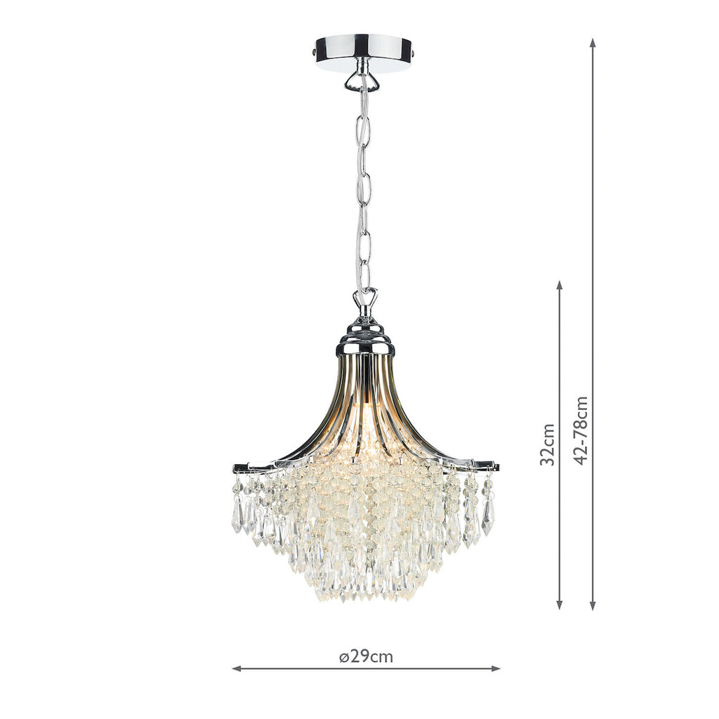 Suri 1 Light Pendant Crystal Polished Chrome<br>Polished Chrome