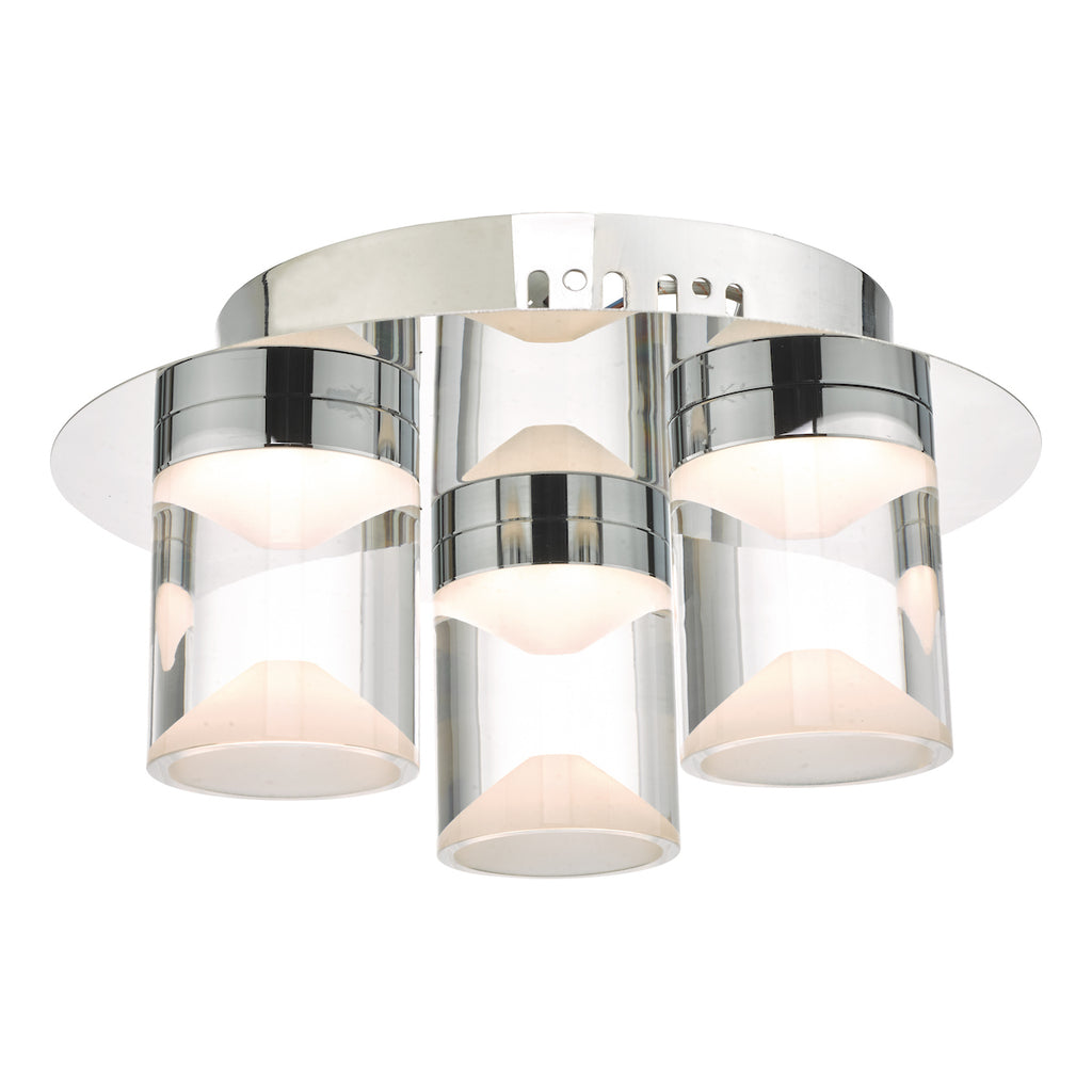 Susa Bathroom 3 Light Flush Polished Chrome Acrylic IP44 LED<br>Polished Chrome