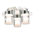 Susa Bathroom 3 Light Flush Polished Chrome Acrylic IP44 LED<br>Polished Chrome