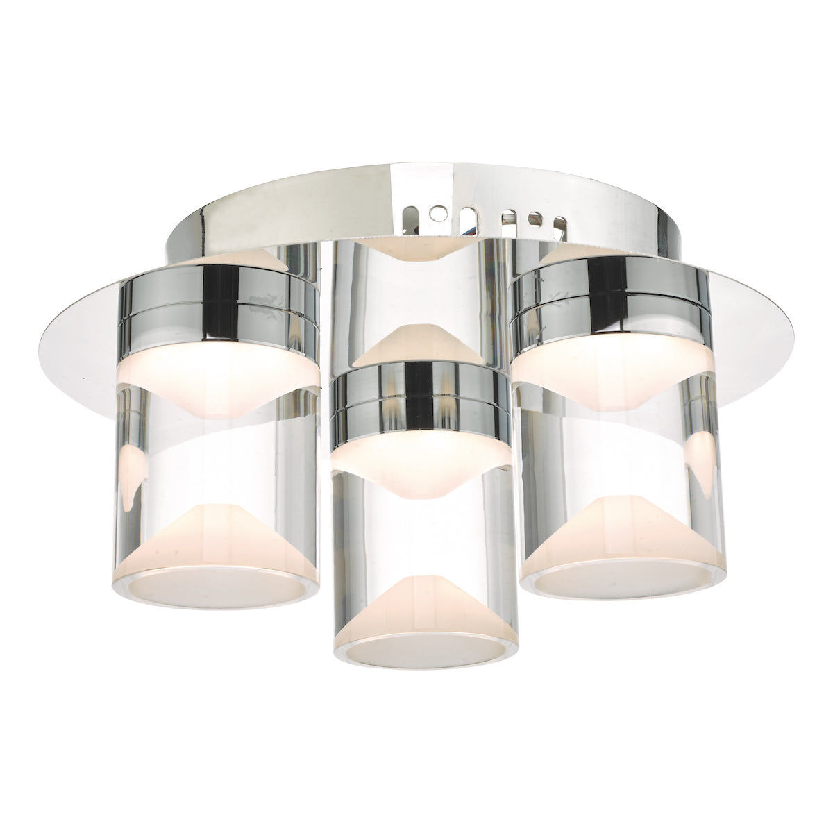 Susa Bathroom 3 Light Flush Polished Chrome Acrylic IP44 LED<br>Polished Chrome