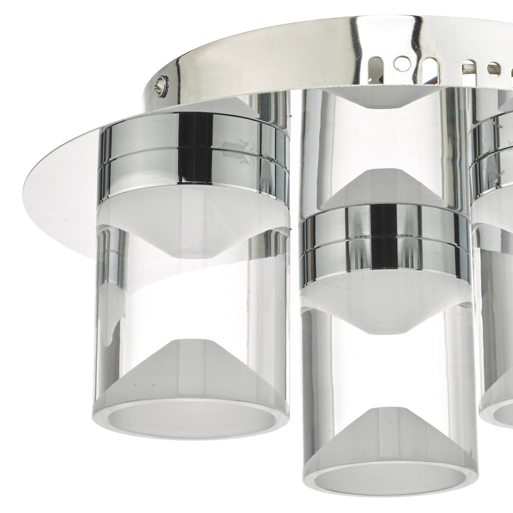 Susa Bathroom 3 Light Flush Polished Chrome Acrylic IP44 LED<br>Polished Chrome