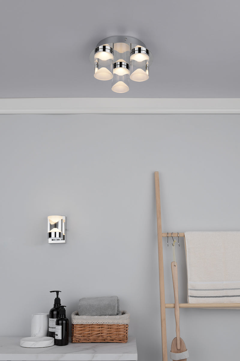 Susa Bathroom 3 Light Flush Polished Chrome Acrylic IP44 LED<br>Polished Chrome