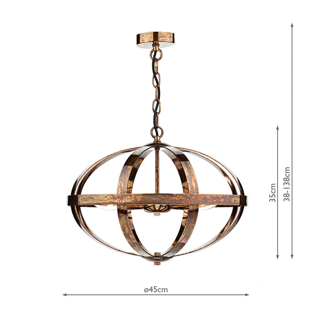 Symbol 3 Light Pendant Petrol Copper<br>Mottled Copper