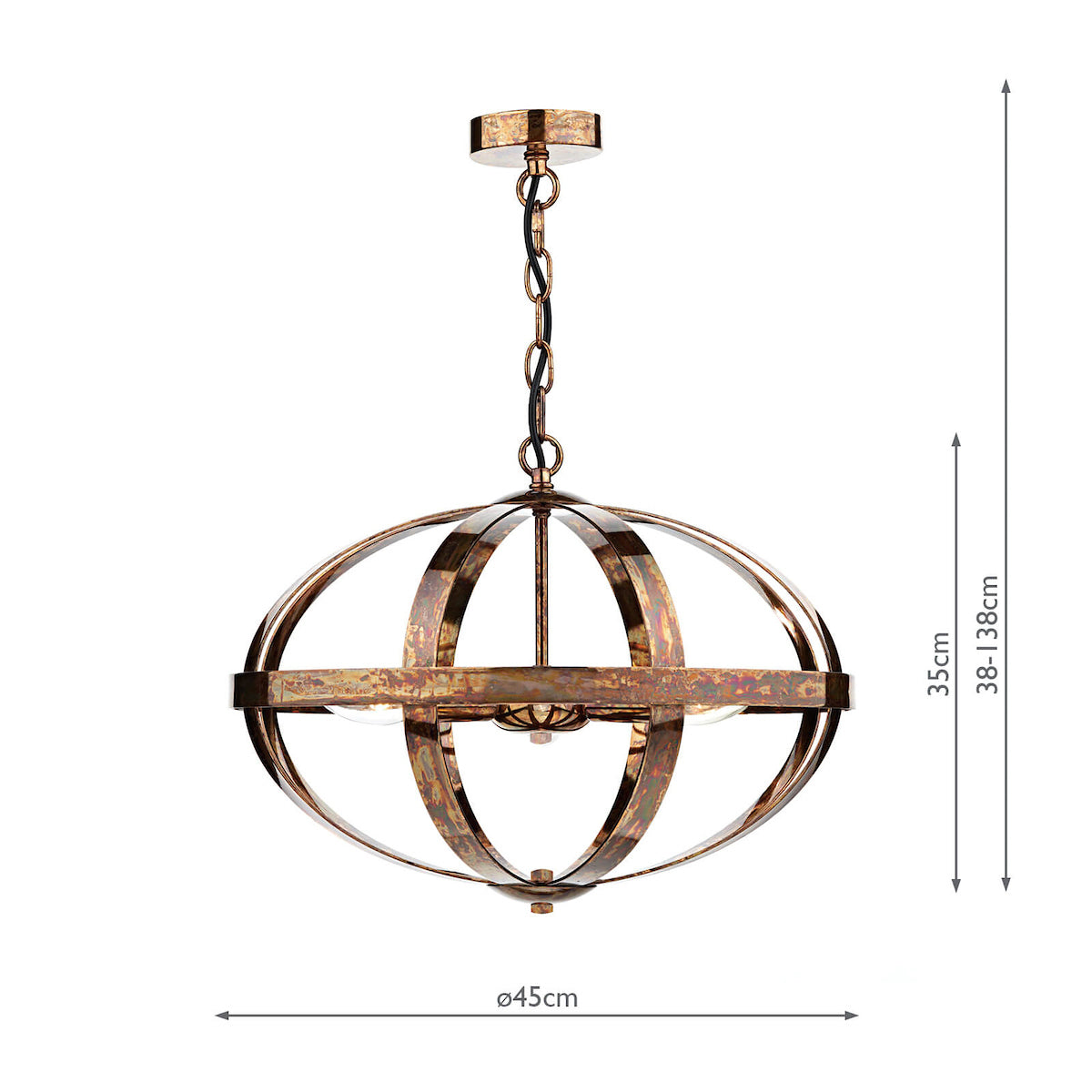 Symbol 3 Light Pendant Petrol Copper<br>Mottled Copper