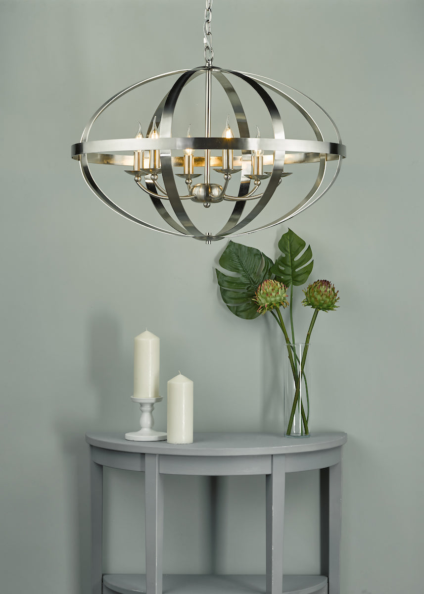 Symbol 6 Light Pendant Satin Chrome<br>Satin Chrome