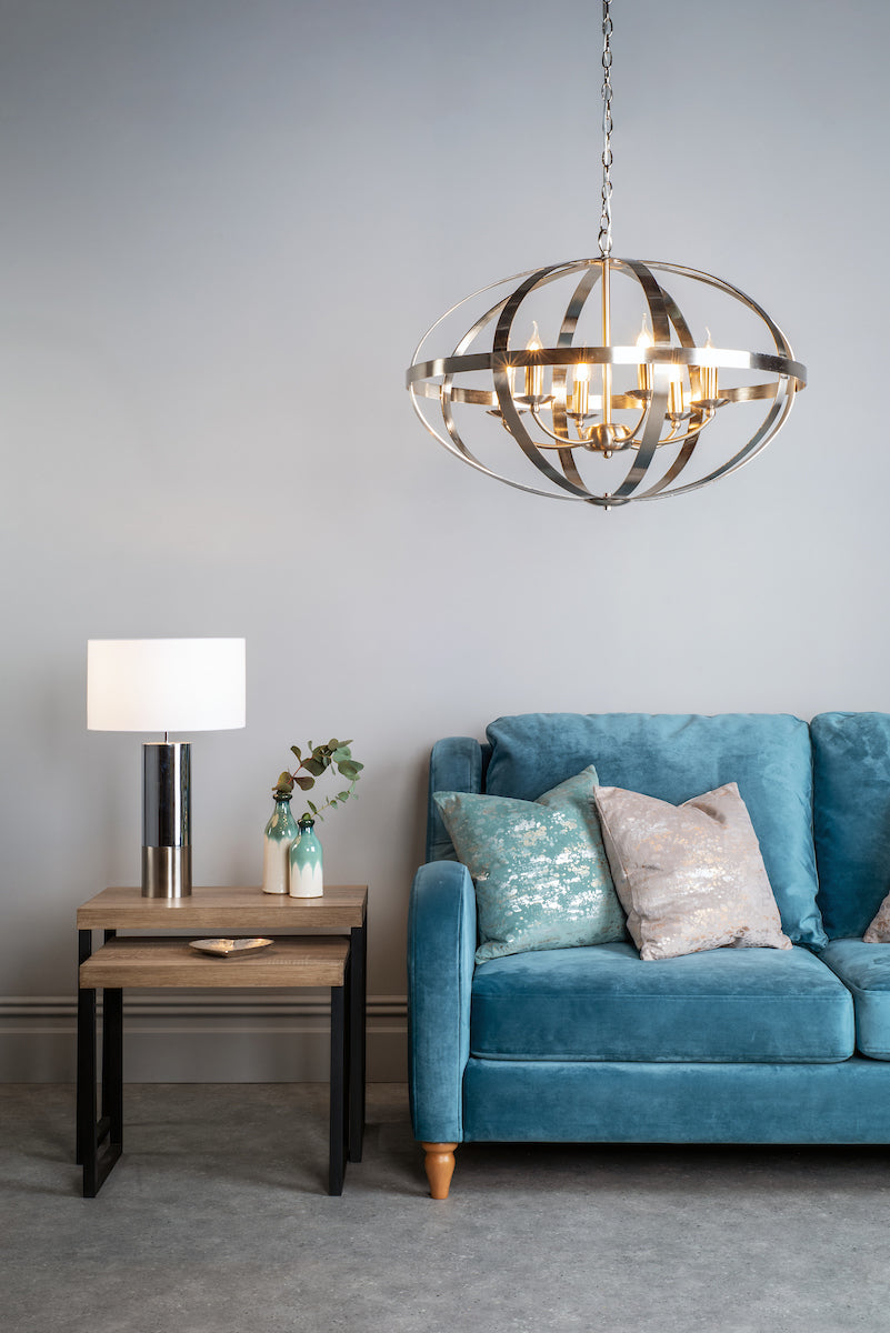 Symbol 6 Light Pendant Satin Chrome<br>Satin Chrome