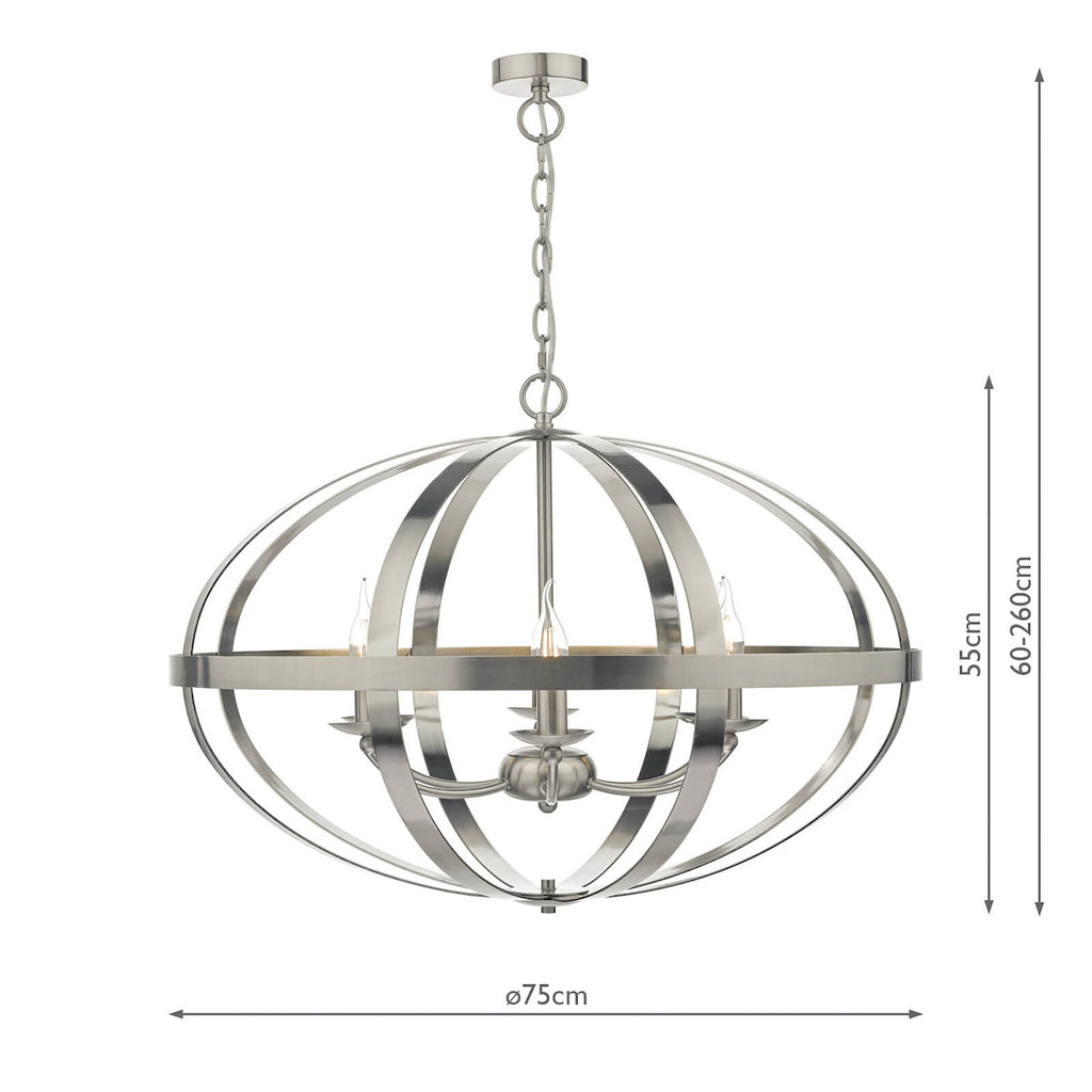 Symbol 6 Light Pendant Satin Chrome<br>Satin Chrome