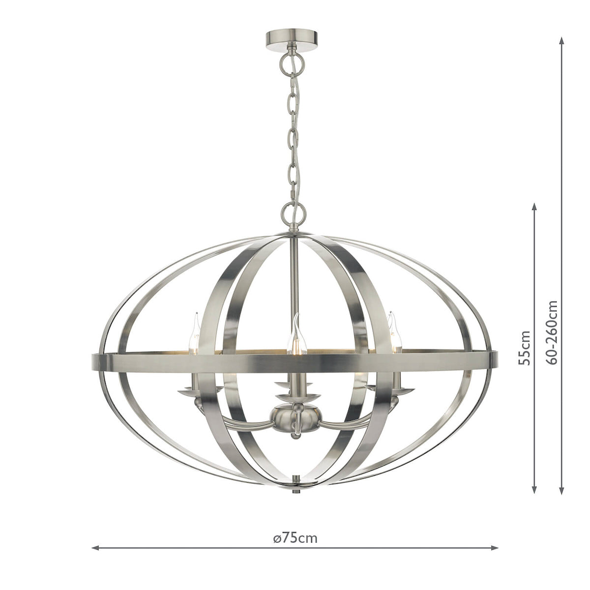 Symbol 6 Light Pendant Satin Chrome<br>Satin Chrome