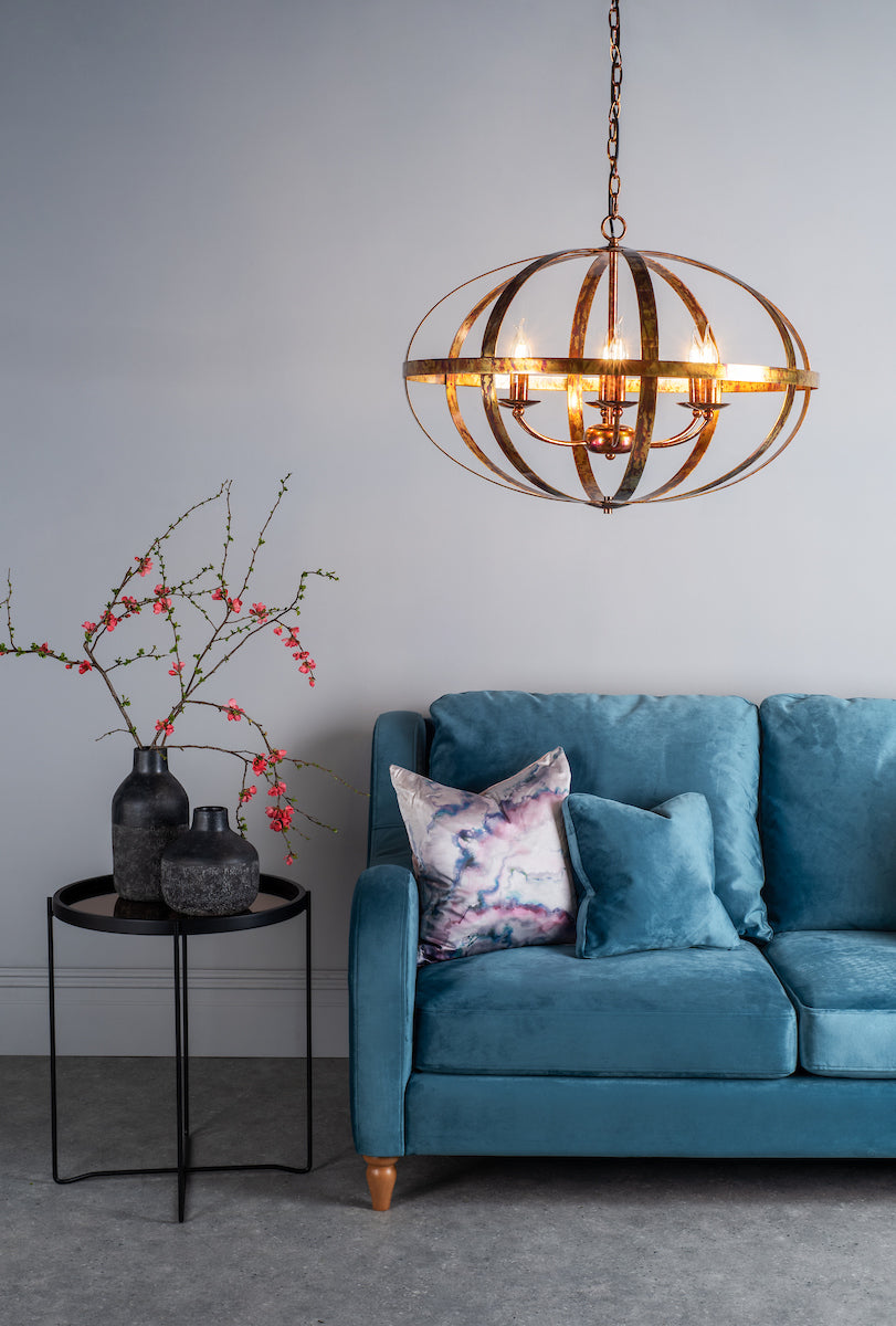 Symbol 6 Light Pendant Petrol Copper<br>Mottled Copper