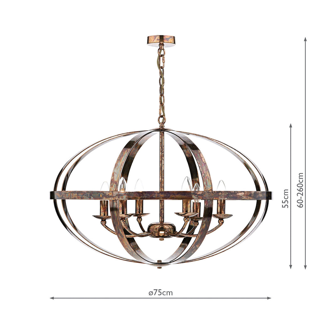 Symbol 6 Light Pendant Petrol Copper<br>Mottled Copper