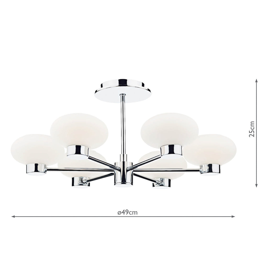 System 6 Light Semi Flush Polished Chrome<br>Polished Chrome