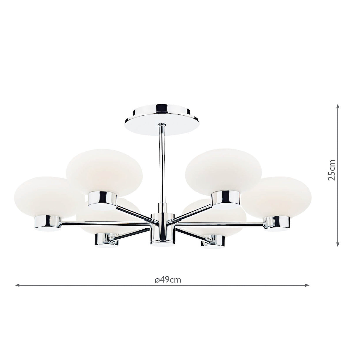System 6 Light Semi Flush Polished Chrome<br>Polished Chrome