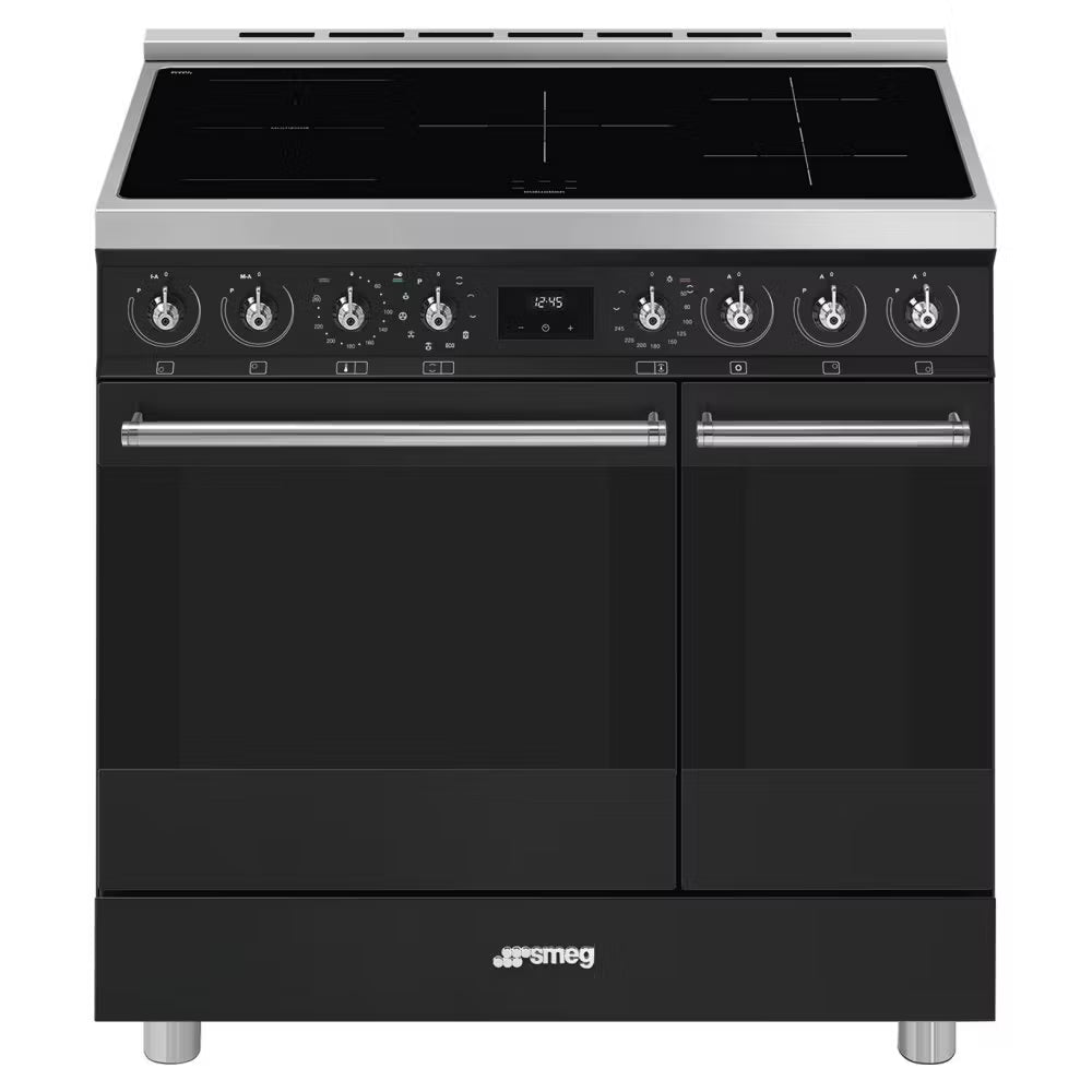 Smeg Symphony C92IPMB2 90cm wide Electric Range Cooker with Induction Hob and Pyrolytic Cleaning - Matt Black