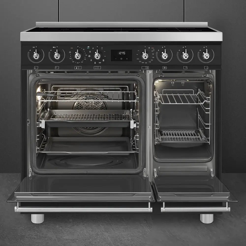 Smeg Symphony C92IPMB2 90cm wide Electric Range Cooker with Induction Hob and Pyrolytic Cleaning - Matt Black