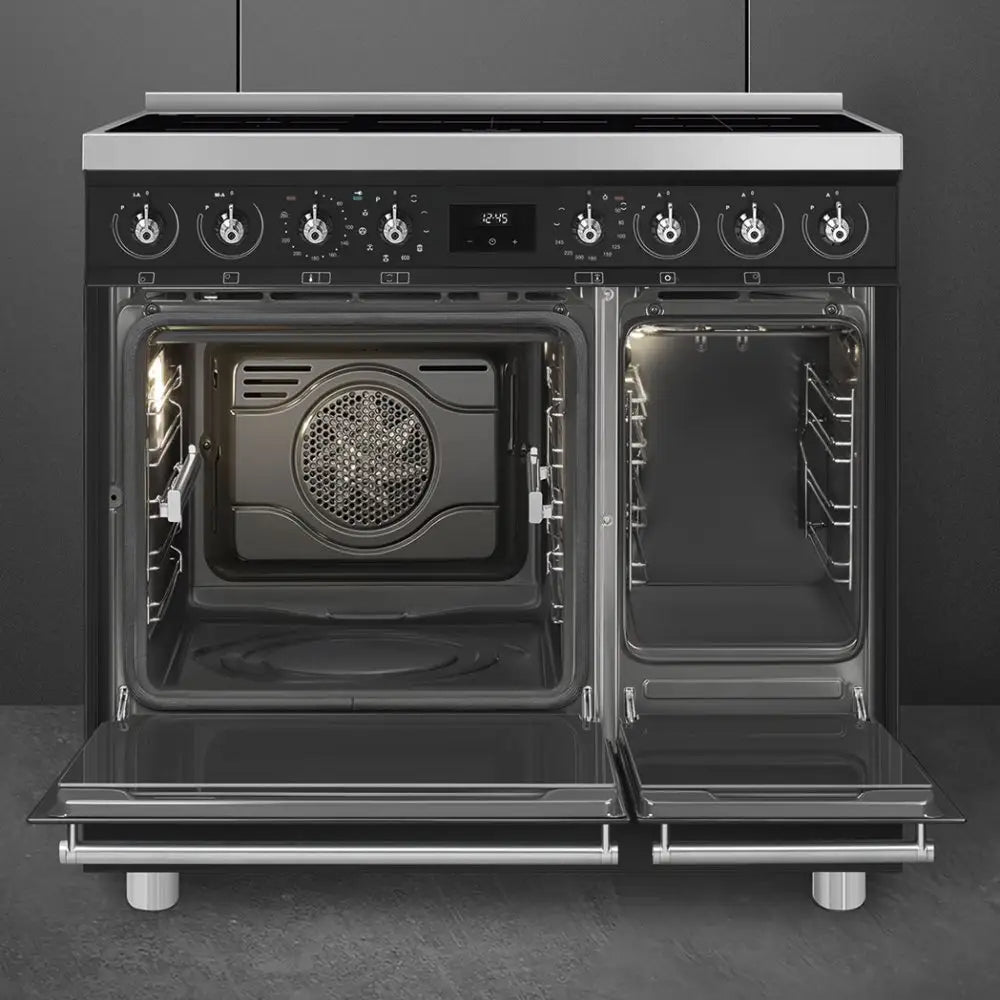 Smeg Symphony C92IPMB2 90cm wide Electric Range Cooker with Induction Hob and Pyrolytic Cleaning - Matt Black