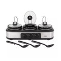 Tower T16015 Three Pot Slow Cooker 4.5L with Independent Temperature Controls - Stainless Steel