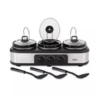 Tower T16015 Three Pot Slow Cooker 4.5L with Independent Temperature Controls - Stainless Steel