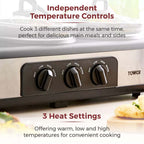 Tower T16015 Three Pot Slow Cooker 4.5L with Independent Temperature Controls - Stainless Steel