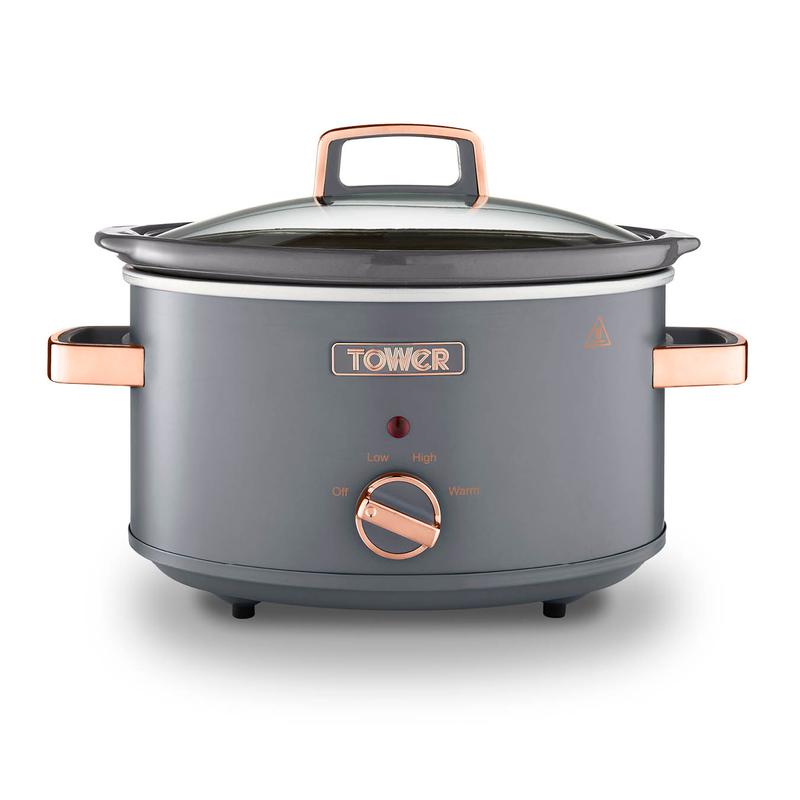 Tower T16042GRY Cavaletto 3.5L Slow Cooker - Grey and Rose Gold