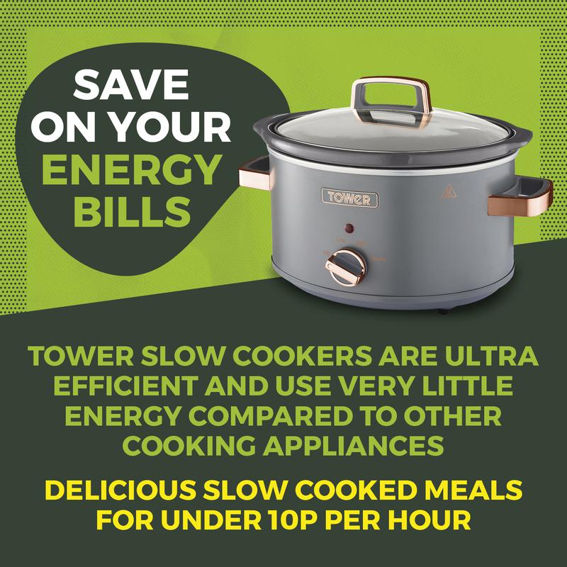 Tower T16042GRY Cavaletto 3.5L Slow Cooker - Grey and Rose Gold