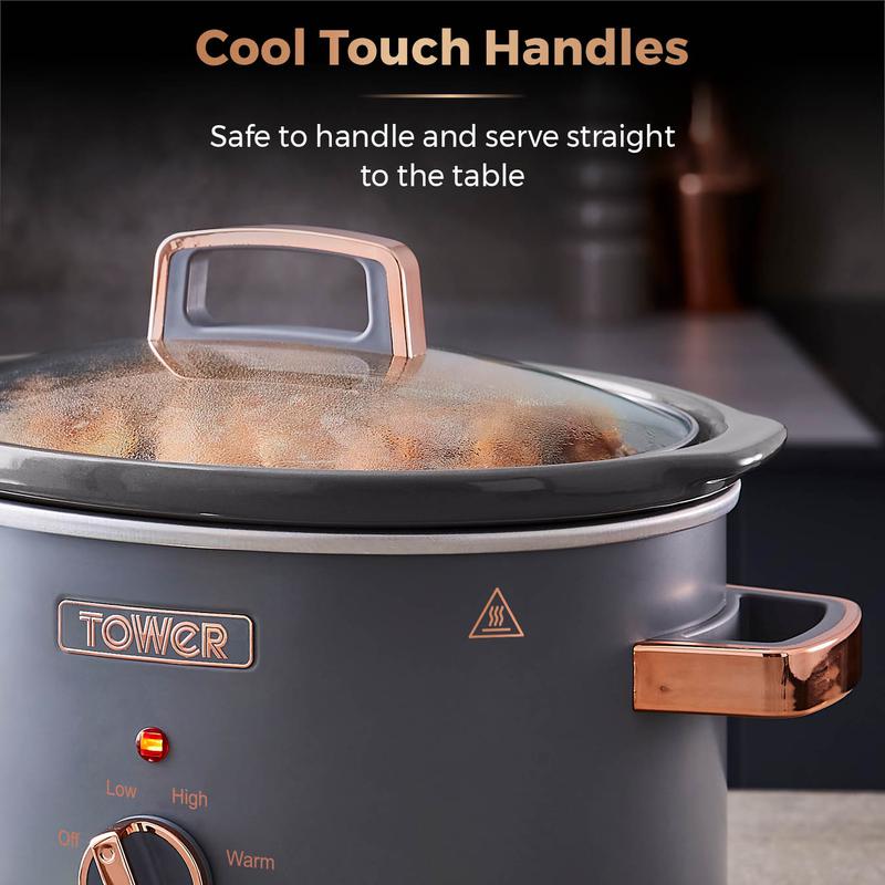 Tower T16042GRY Cavaletto 3.5L Slow Cooker - Grey and Rose Gold