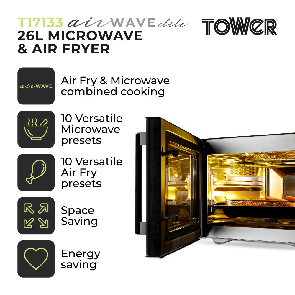 Tower T17133 Vortx 26L Microwave Air Fryer - Black